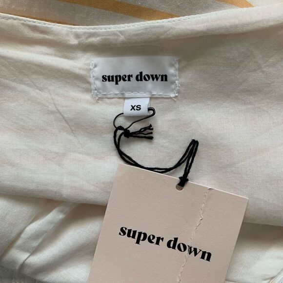 Superdown Mya Tie Back Dress Yellow and White - Picture 5 of 8